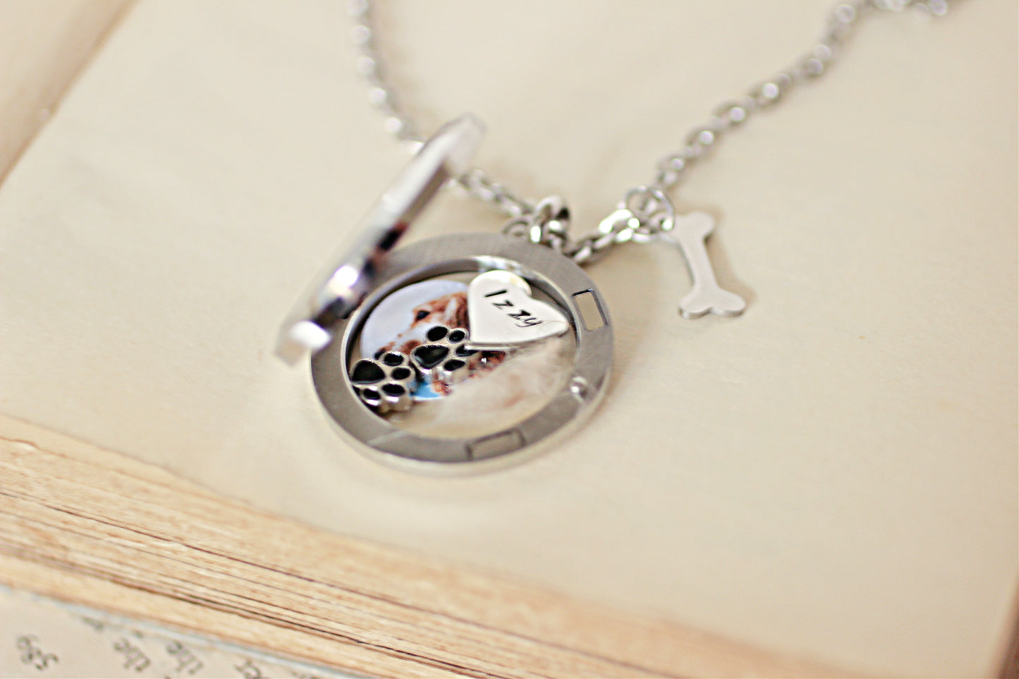 Dog Loss Keepsake for Fur or Ashes, Pet loss Gift, Lock of Hair Necklace, Pet memorial gift, Memorial Jewelry, Glass Cremation Locket Urn