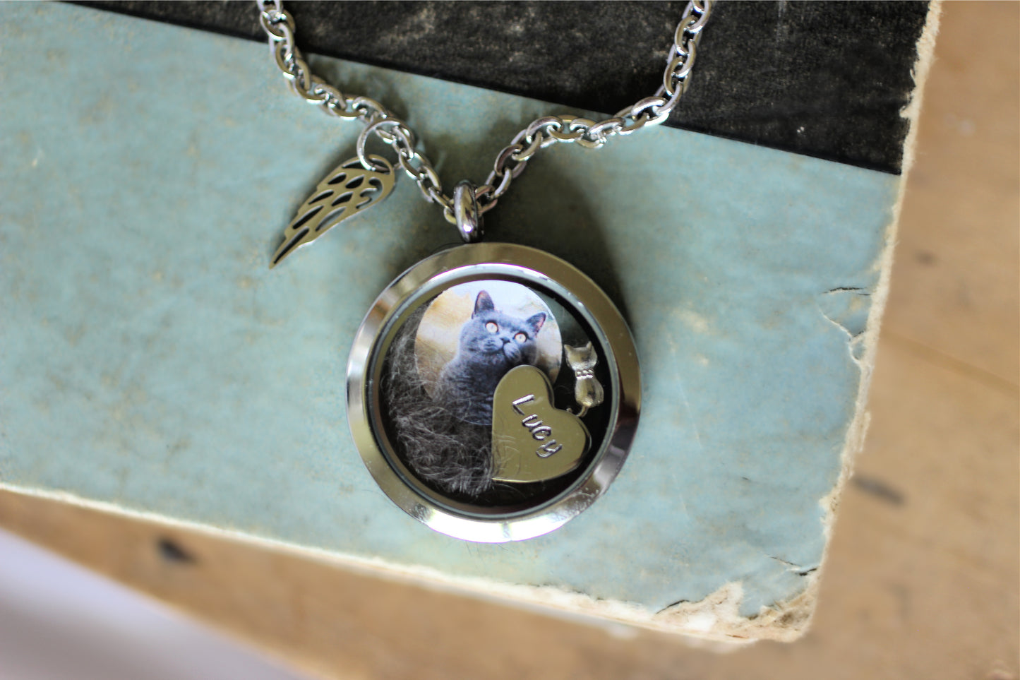 Cat Loss Necklace, Cat Fur Necklace, Cat Fur memorial gift, Cremation Necklace, Memorial Jewelry, Cat Memory Locket Keepsake, Cat Owner Gift