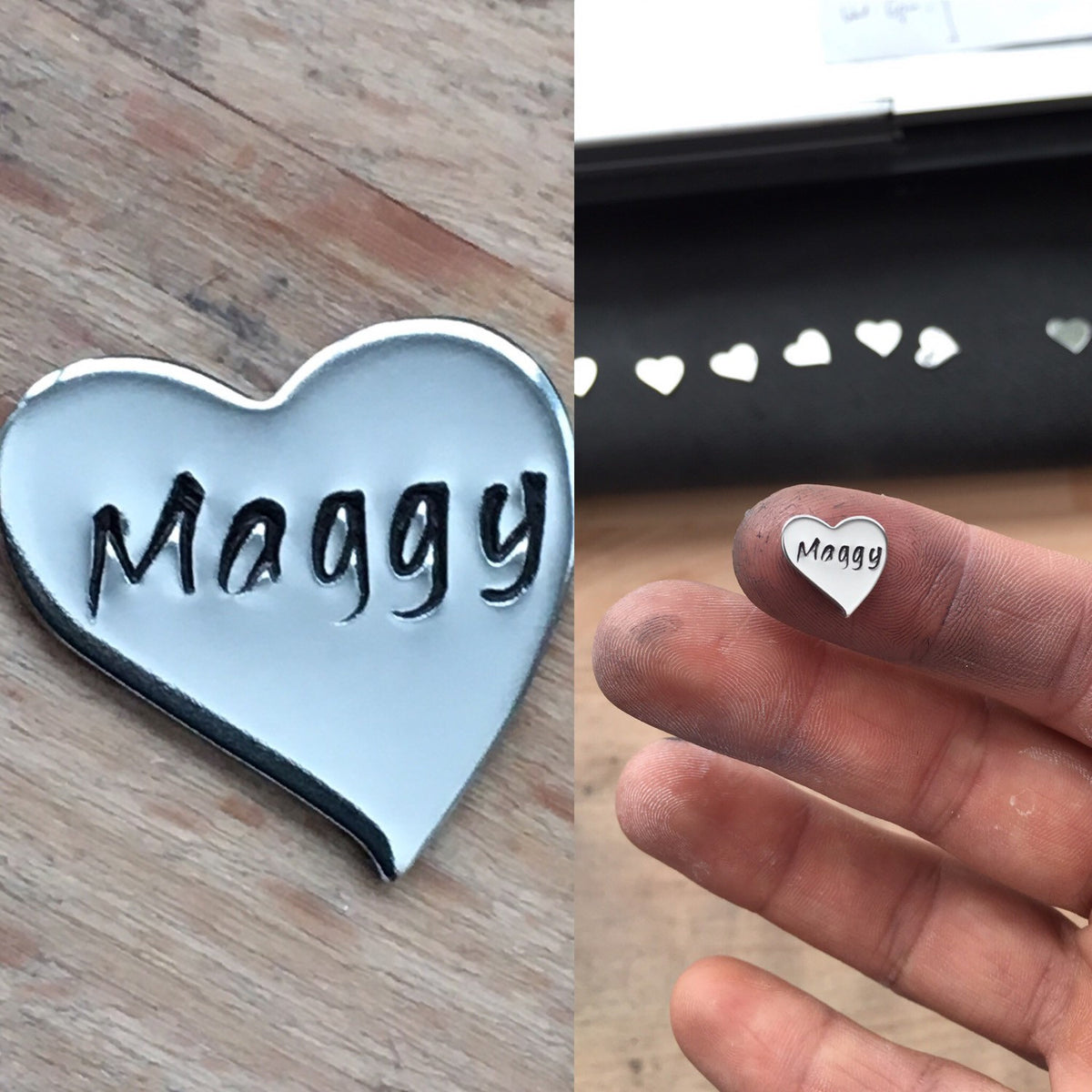 Personalised Name Heart Charms