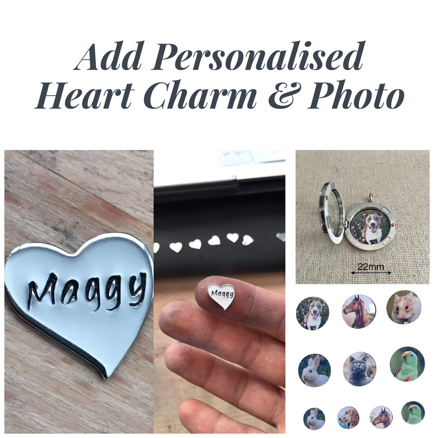 Add Personalised Heart Charm & Pet Photo - For Pet Haus Customers