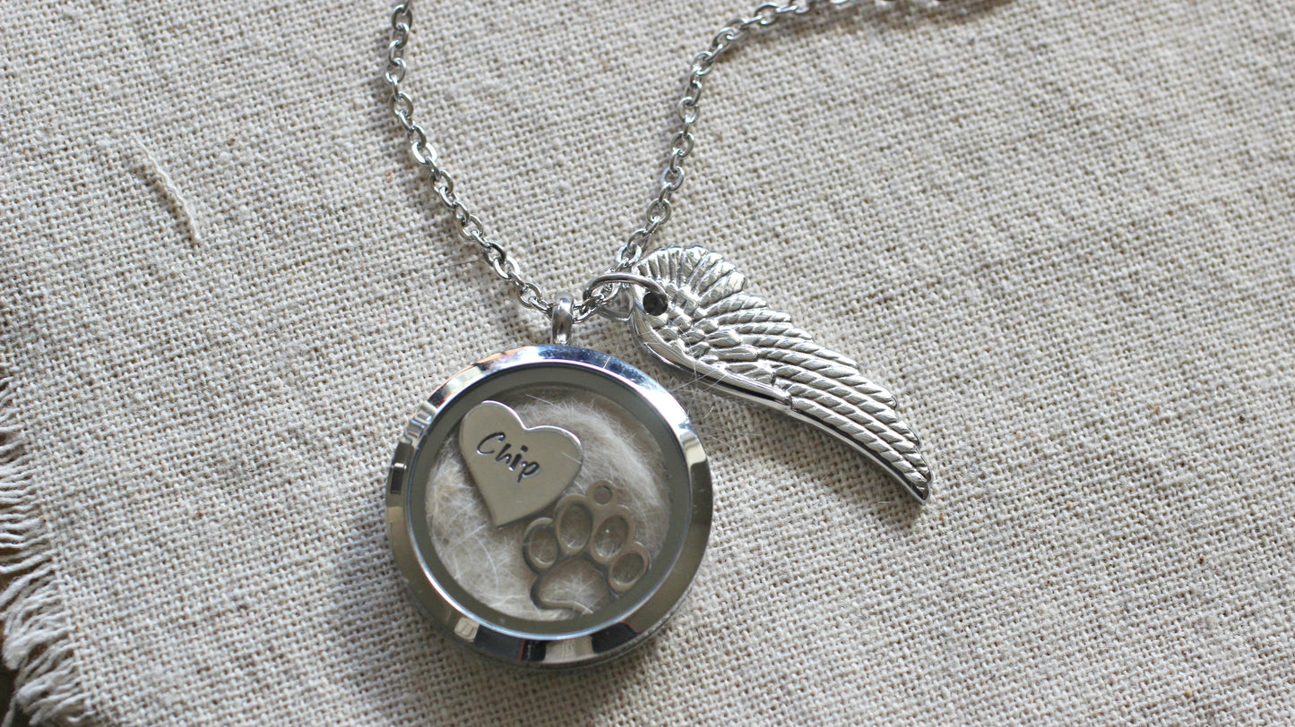 Pet Memorial, Pet Hair Memorial Keepsake, Pet loss Necklace, Dog Hair Keepsake, Pet Fur Keepsake, Memorial Jewelry, Dog Memorial Necklace