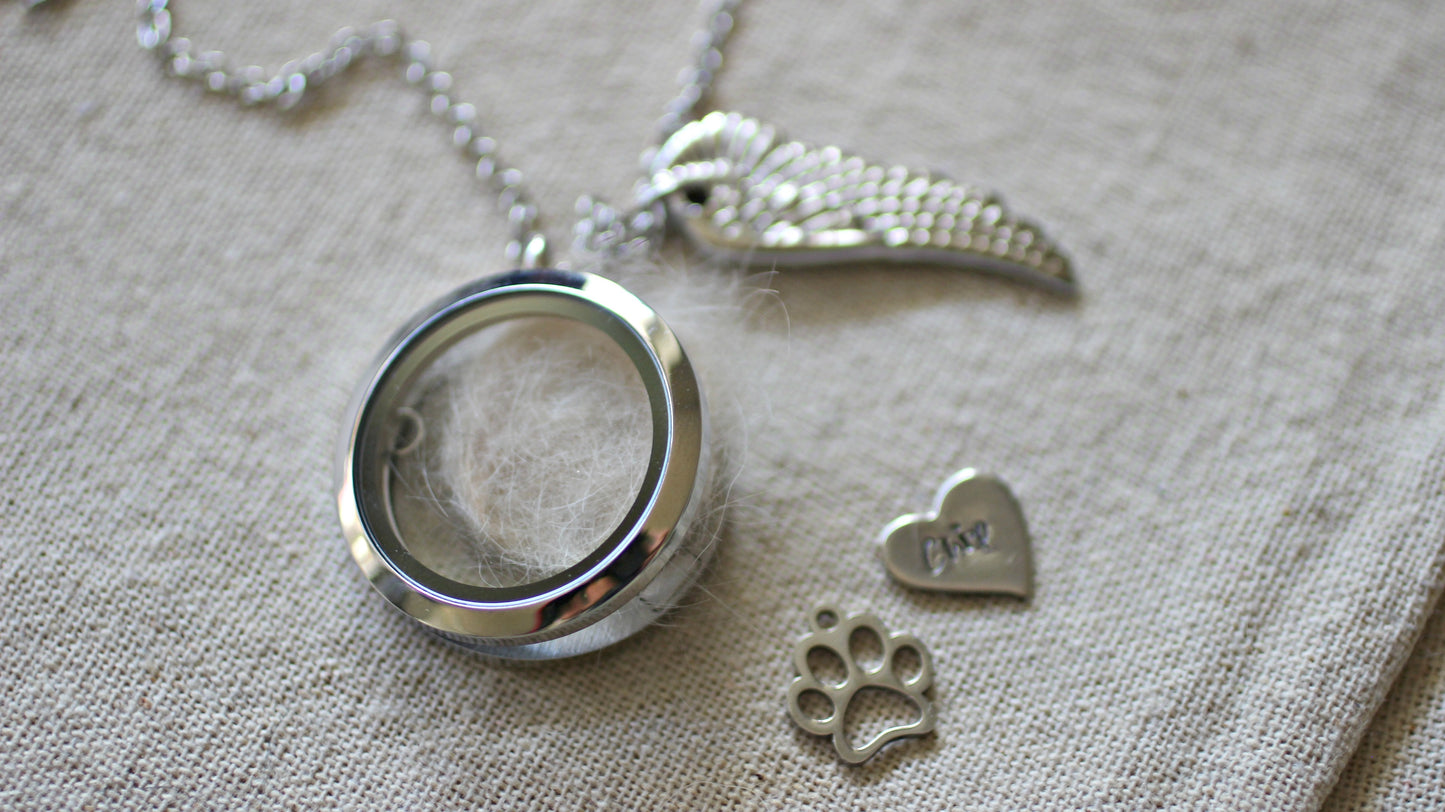 Pet Memorial, Pet Hair Memorial Keepsake, Pet loss Necklace, Dog Hair Keepsake, Pet Fur Keepsake, Memorial Jewelry, Dog Memorial Necklace