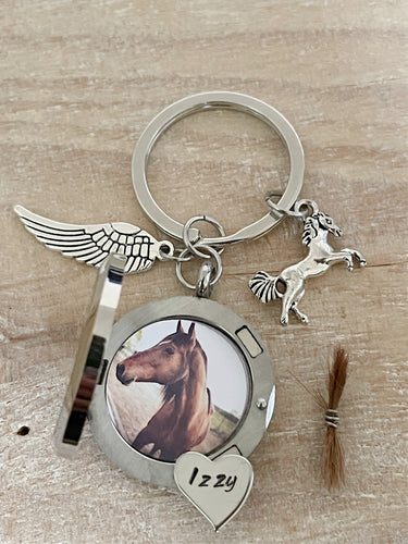 Horse Keyring, Horse Hair Keepsake, Horse Hair Keychain, Memorial Jewellery, Horse Gift for a Girl, Horse Tail Keepsake, Horse Mane Locket