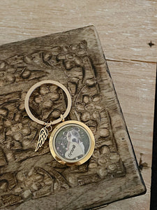 Gold Pet Keychain, Pet Loss, Pet Memorial Gift, Pet Hair locket, Cremation Keepsake, Pet Fur Memorial Gift, Dog Hair Keepsake, Cat Key Ring