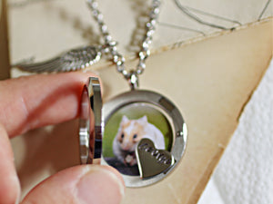 Pet Hamster Necklace, Pet Loss Necklace, Guinea Pig Keepsake, Pet rat memorial gift, Cremation Jewelry, Hamster Lover Gift, Keepsake Locket