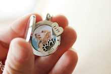 Load image into Gallery viewer, Dog Loss Keepsake for Fur or Ashes, Pet loss Gift, Lock of Hair Necklace, Pet memorial gift, Memorial Jewelry, Glass Cremation Locket Urn