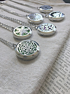 Essential Oil Diffuser Locket Necklace, Wear Your Scent and Choose Your Locket Design, Replaceable Pads Locket Diffuser Natural Calming Necklace