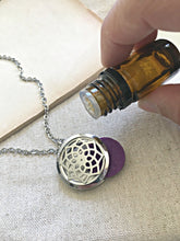 Load image into Gallery viewer, Mandala Locket Diffuser Essential Oil Necklace, Essential Oil Diffuser Necklace, Felt Pad Diffuser Locket Necklace, Meditation Gifts, Calming Lavender Diffuser Pendant
